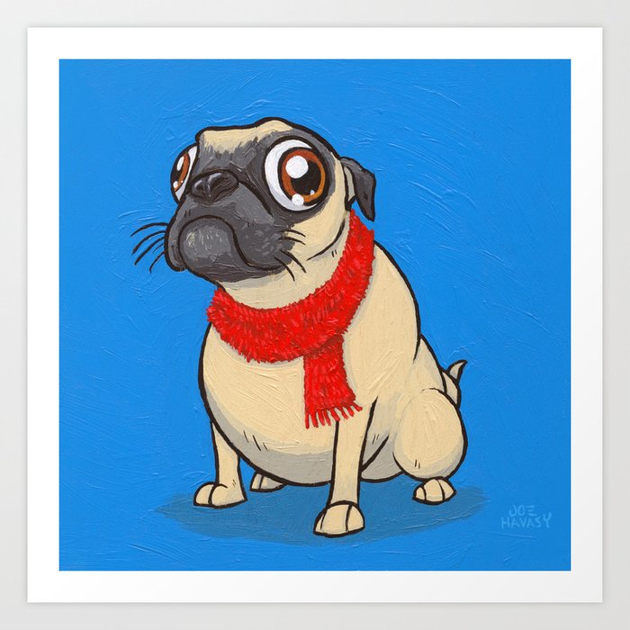 Pug with a scarf Art Print
