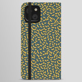 Retro Memphis Style Pattern in Dark Teal and Orange iPhone Wallet Case