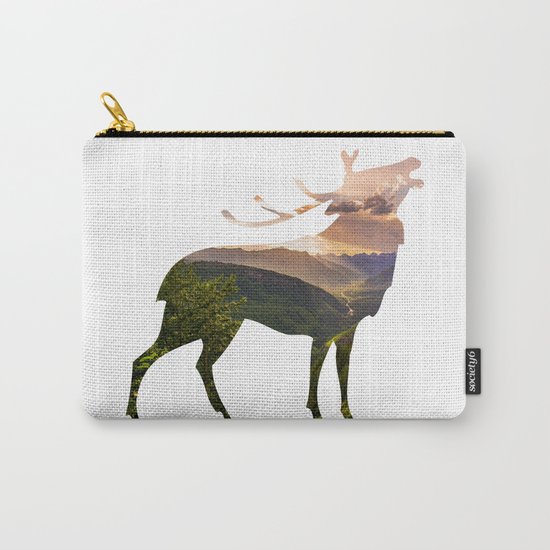 Elk Silhouette with Wilderness Inlay Carry-All Pouch