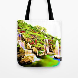 Azalea Waterfall Garden Green Aesthetic Retro Landscape Tote Bag