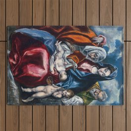 The Holy Family with Saint Anne and the Infant John the Baptist by El Greco Outdoor Rug