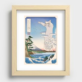Longcat meme - Ukiyo-e style Recessed Framed Print
