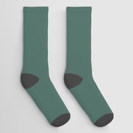 Dark Green Solid Color Pantone Smoke Pine 18-5718 TCX Shades of Blue-green Hues Socks