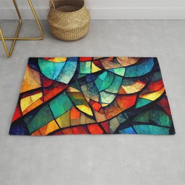 Colorful Stained Glass Abstraction Rug