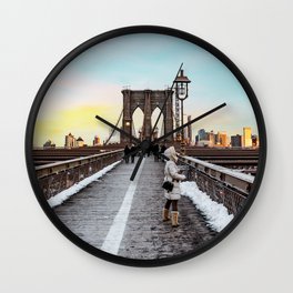 Brooklyn Bridge Sunset Views | New York City Wall Clock