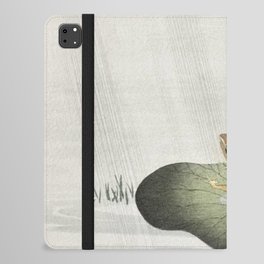 Frog on lotus leaf Ohara Koson. Who let the frog out iPad Folio Case