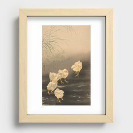 Chicks and a Worm, 1900 by Ohara Koson Recessed Framed Print