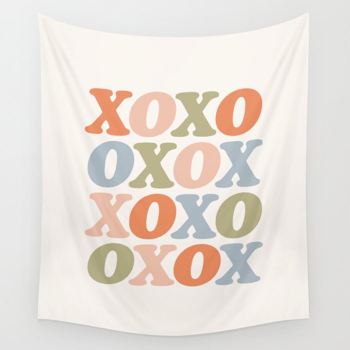 XOXO orange peach pink green and blue Wall Tapestry