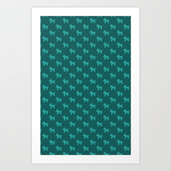 Dogs-Teal Art Print