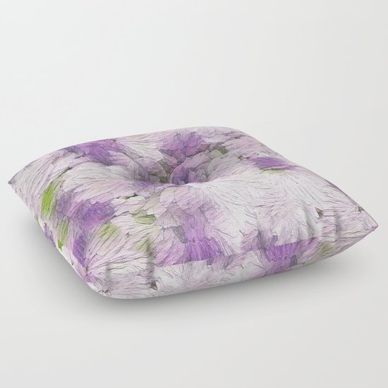 Purple - Lavender Fluffy Floral Abstract Floor Pillow by Judy Palkimas Society6