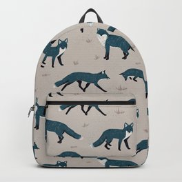 Midnight Foxes in Blue Jumping Fox Backpack | Colored Pencil, Foxmotif, Drawing, Urbanfox, Simplefoxes, Foxes, Woodlandpattern, Midnightblue, Orchardthieves, Digital 