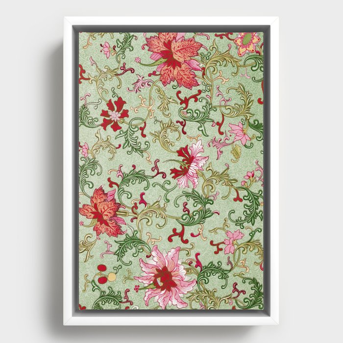 Chinese Floral Pattern 4 Framed Canvas