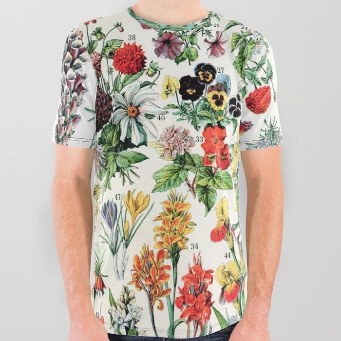 Adolphe Millot - Fleurs A - French vintage poster All Over Graphic Tee