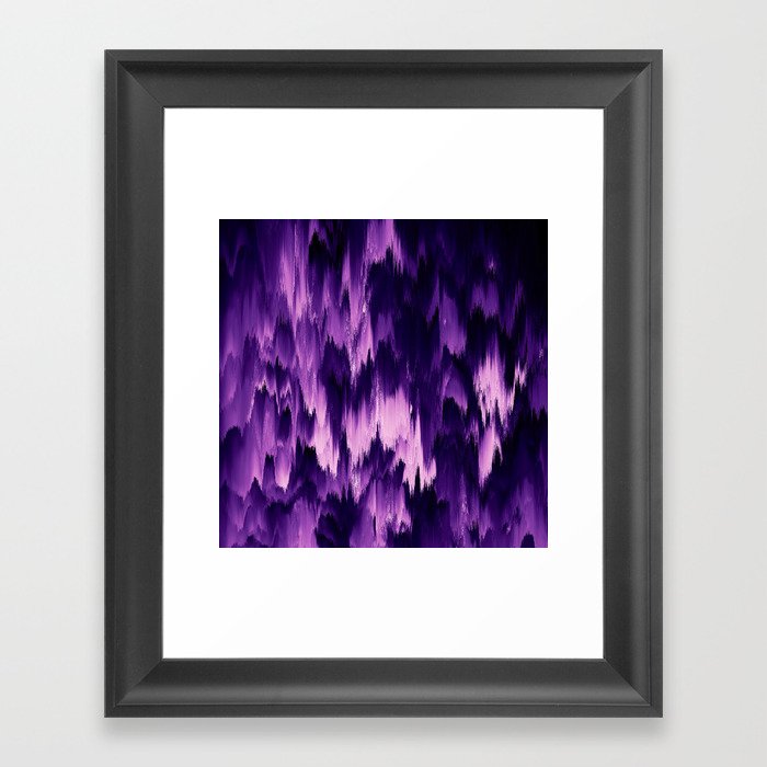 Modern Abstract Purple Lavender Coral Ombre Brushstrokes Ikat Framed Art Print