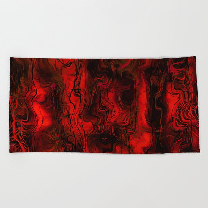 Nervous Energy Grungy Abstract Art  Red And Black Beach Towel