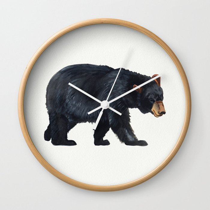 Watercolour Black Bear Drawing Wall Clock