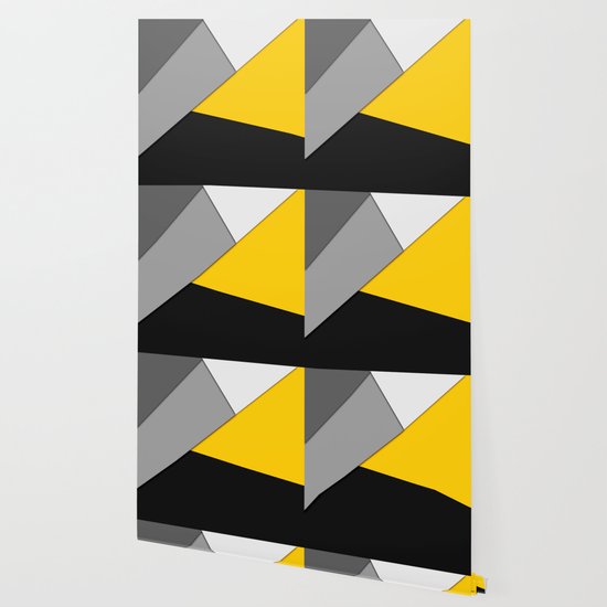 Simple Modern Gray Yellow And Black Geometric Wallpaper By