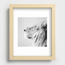 Lion Portrait - Black & White Recessed Framed Print
