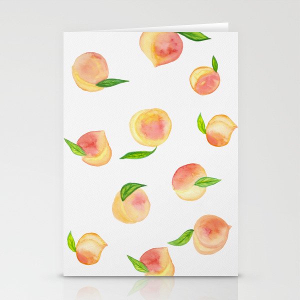 Fun Watercolor Peaches Stationery Cards