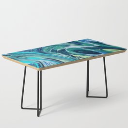 For Jayden: I colorful abstract painting in greens, purple, and blue by Alyssa Hamilton Art Coffee Table
