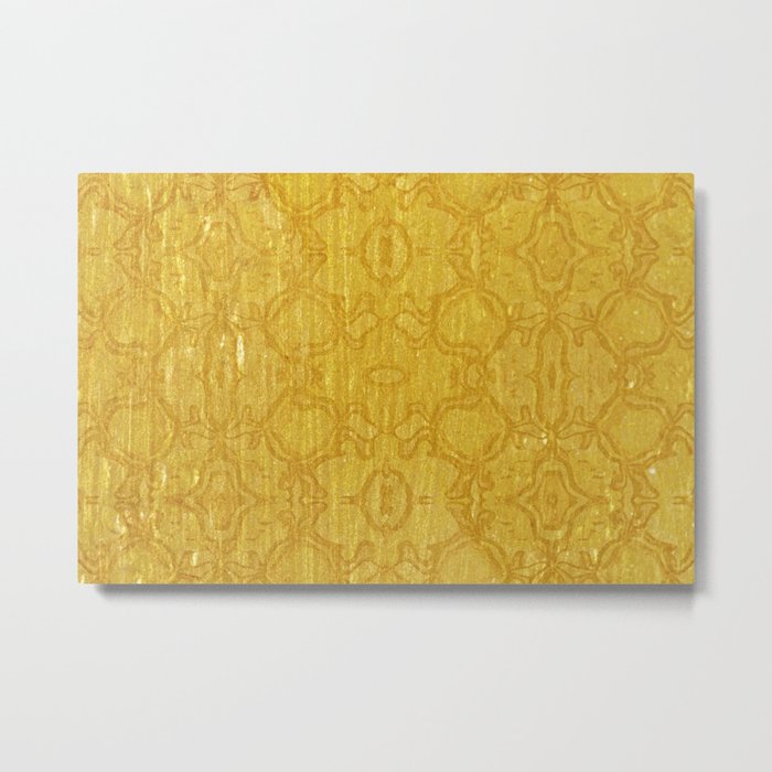 Oriental Carpet Gold Metal Print