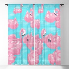 Flamingo Pool Sheer Curtain