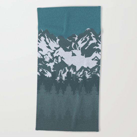 Trees and Mountains Beach Towel