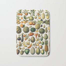 Vintage Fruits And Vegetables Illustration Bath Mat | Antique, Tasty, Ingredient, Diet, Healthy, Retro, Agriculture, Chromolithograph, Plants, Printable 