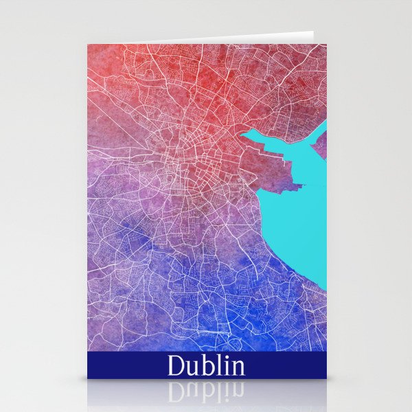 Dublin city map in watercolor Stationery Cards