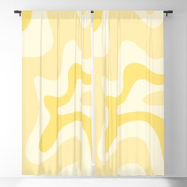 Retro Liquid Swirl Abstract Square in Soft Pale Pastel Yellow Blackout Curtain