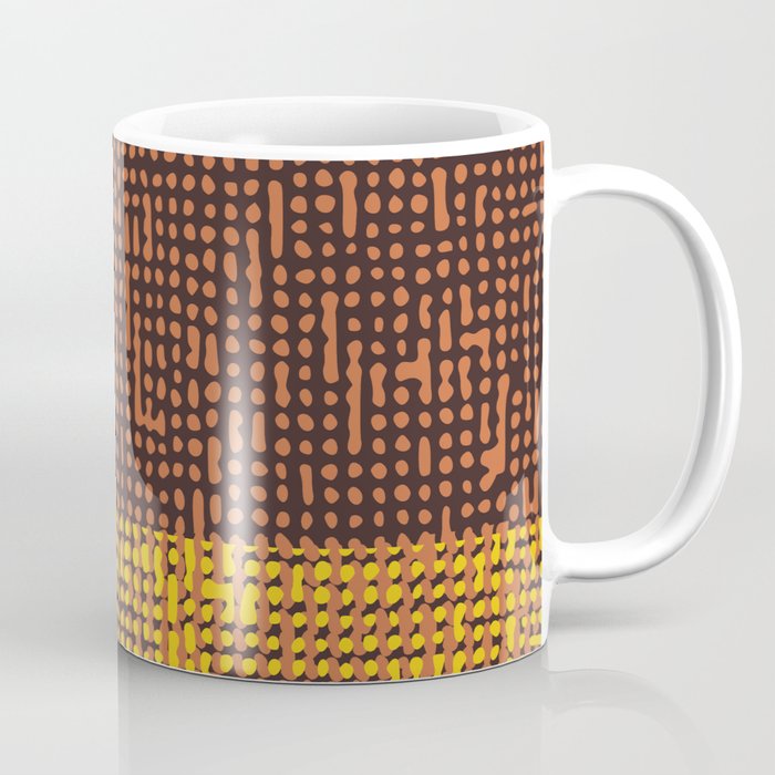 Bold Dotted Stripes Burnt Orange Rust Yellow Coffee Mug