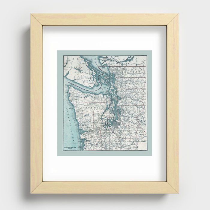Puget Sound Map Recessed Framed Print