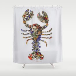 Sea Glass Critter LOBSTER Multicolored Original Valentines Day Gift - Donald Verger Art Shower Curtain | Gifts Gift Girls, Classy Chic Beach, Birthday Mom Dad, Kids Nature Ocean, Valentines Valentine, Day For Adult, Teens College Dorm, Nautical Art, Unique Great Best, Collage 