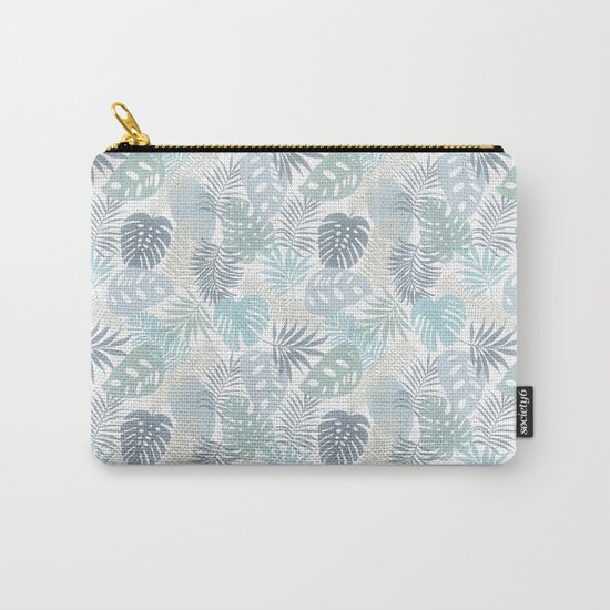 Tropical Leaves Pattern Blue Carry-All Pouch