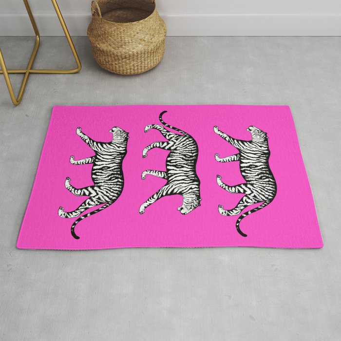 Tigers (Magenta and White) Rug