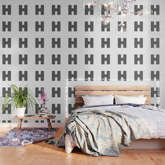 H (Grey & White Letter) Wallpaper