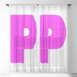 P (Magenta & White Letter) Sheer Curtain