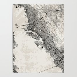 Oakland USA - City Map - Black and White Poster
