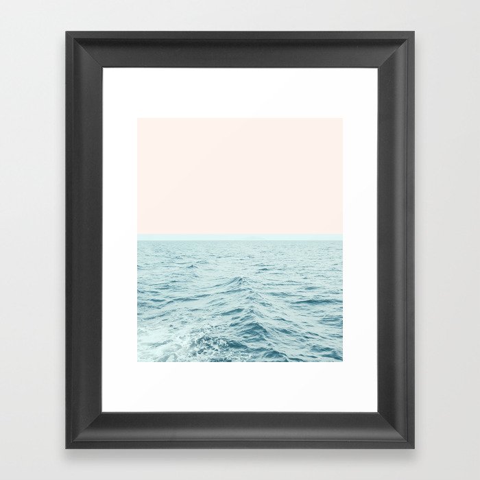 Sea Breeze, Minimal Nature Ocean Photography, Scenic Landscape Pastel Luxe Sea Framed Art Print