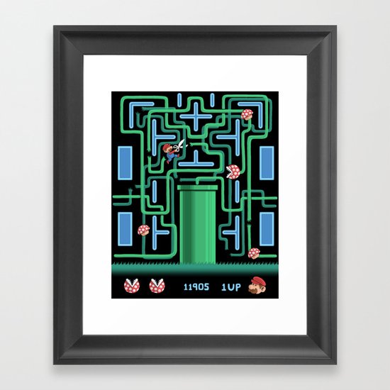 Pac-Mario Framed Art Print