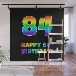 [ Thumbnail: HAPPY 84TH BIRTHDAY - Multicolored Rainbow Spectrum Gradient Wall Mural ]
