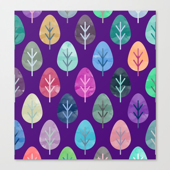 Watercolor Forest Pattern II Canvas Print