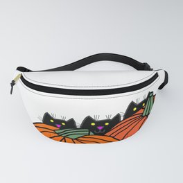 Three Black Cats in the Pumpkin Patch Fanny Pack