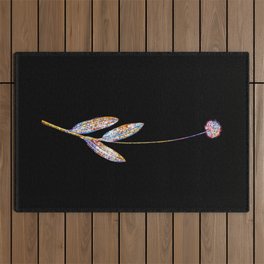Floral Victory Onion Mosaic on Black Outdoor Rug