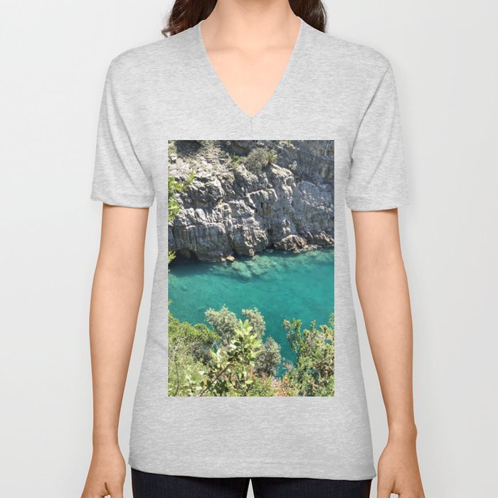 Awesome Green Emerald Sea In Amalfi Coast Italy Poster V Neck T Shirt
