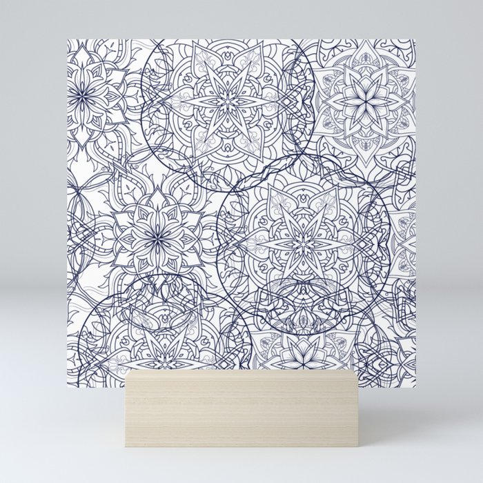Blue Mandala Mosaic Design Mini Art Print
