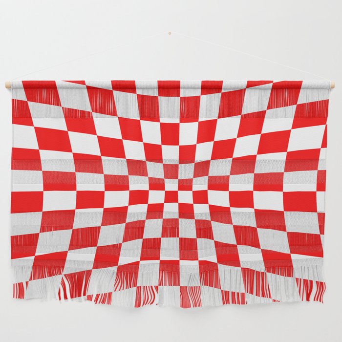 Red Op Art Check or Checked Background. Wall Hanging