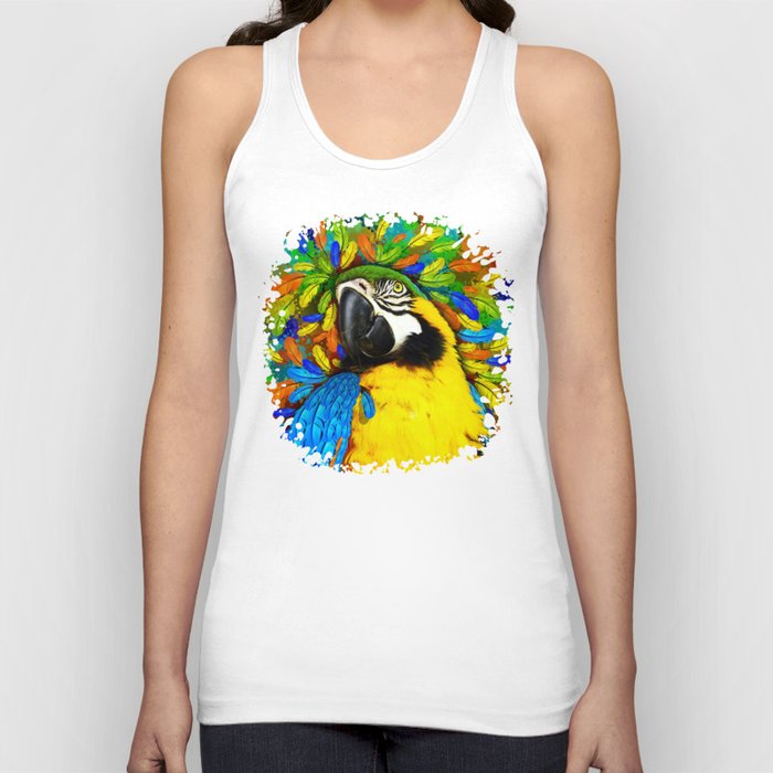 Gold and Blue Macaw Parrot Fantasy Tank Top