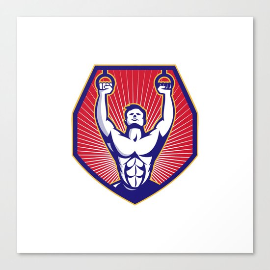 Crossfit Training Athlete Rings Retro Canvas Print