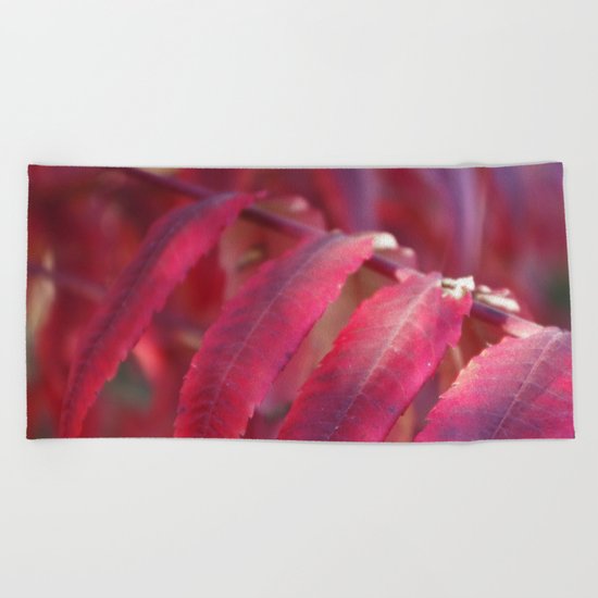 Radiant Red Sumac Leaves Beach Towel